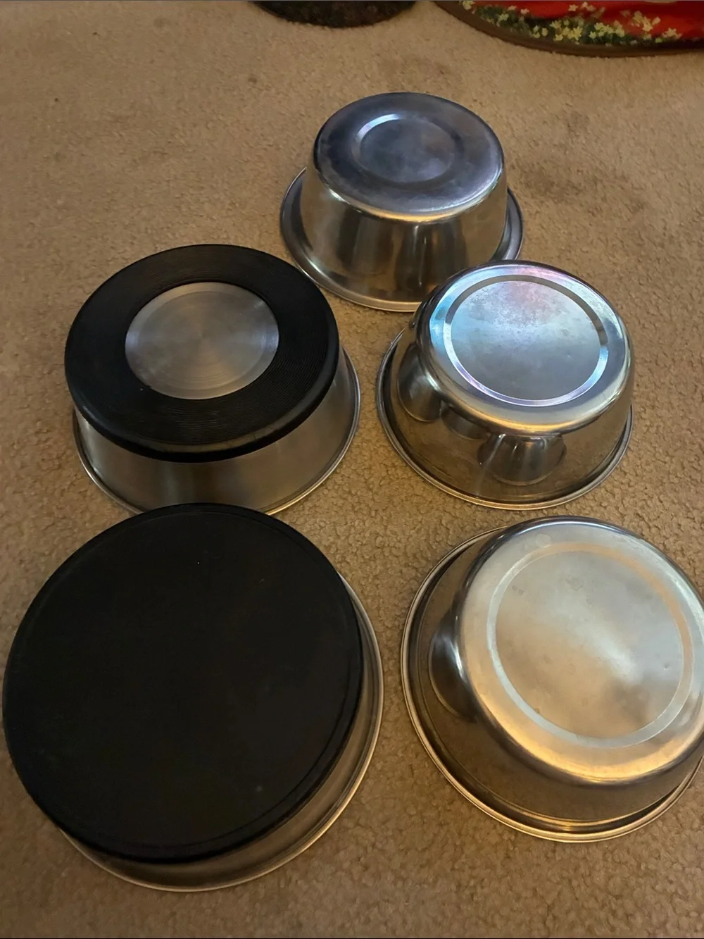 Stainless Steel Pet Bowls - Set of 5 (Silver)